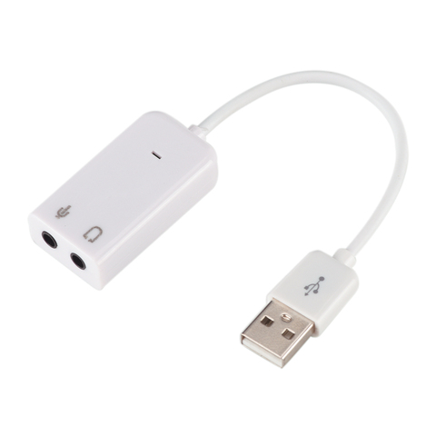 18,5 см 3D Белый USB 2,0 Virtual 7,1 Channel Внешний USB Аудио Звуковая карта адаптер Звуковые карты для портативных ПК Mac с кабелем ► Фото 1/6