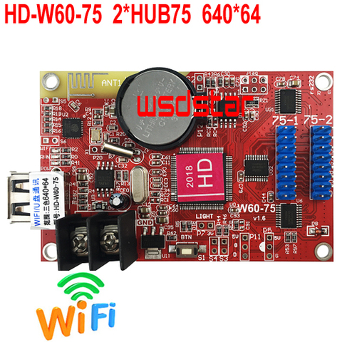 HD HUIDU полноцветный светодиодный Wi-Fi карта управления, 640*64 2 * HUB75B USB и Wi-Fi RGB цветной асинхронный Светодиодный модуль, карта управления, HD-W60-75 ► Фото 1/1