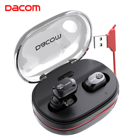 Наушники-вкладыши беспроводные Dacom K6H Pro, мини-гарнитура TWS Bluetooth 5.0, модели i12/i10, для телефона и ПК ► Фото 1/6