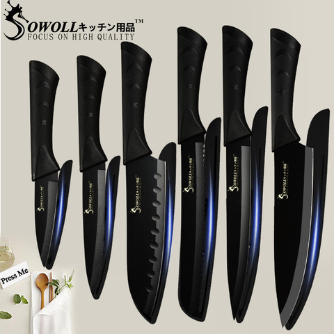 SOWOLL Stainless Steel Kitchen Knife 3.5'' 5'' 7'' 8'' Paring Utility Santoku Slicing Bread Chef Knife Meat Fish Kitchen Gadgets ► Фото 1/6