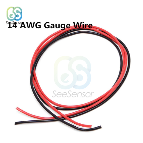 Силиконовый провод 14 AWG 1 комплект, гибкие многожильные медные кабели для радиоуправляемых моделей, черный 1 М + Красный 1 м ► Фото 1/5