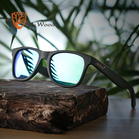 Женские бамбуковые солнцезащитные очки HU WOOD, прямоугольные поляризационные очки в пластиковой оправе для вождения и рыбалки, UV400, GR8007 ► Фото 1/6