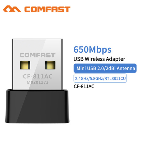 Comfast беспроводной USB Wifi адаптер для ПК, 650 Мбит/с, приемник 2,4 + 5 ГГц, USB Wifi 802.11n/g/b/ac, Wi-Fi адаптер ► Фото 1/6