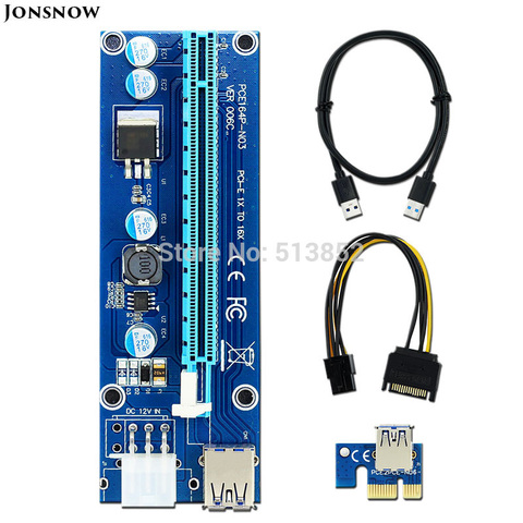 006C PC PCIe pci-e PCI Express Riser Card 1x к 16x USB 3.0 кабель SATA к 6Pin IDE Molex Питание для БТД Шахтер машина райзер ► Фото 1/6