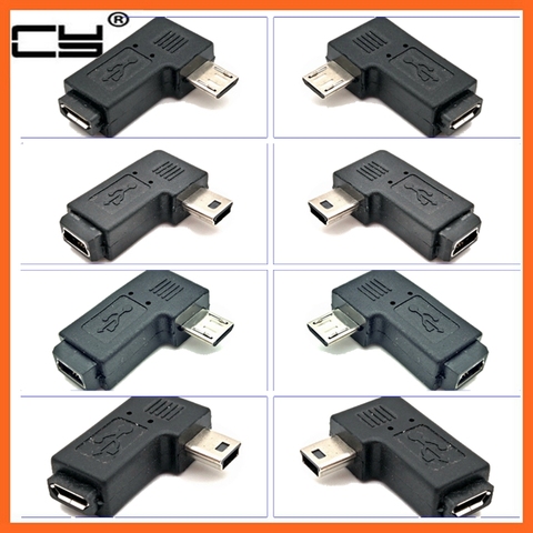 90 градусов левый и правый угловой мини USB 5pin гнездо к Micro USB папа адаптер синхронизации данных микро USB к мини USB разъем ► Фото 1/1