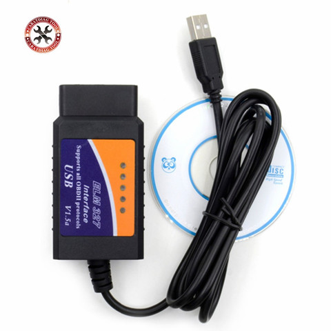 Адаптер usb-кабелей ELM327 для большинства автомобилей OBD2, диагностический сканер OBD2, ELM 327, USB, сканер OBD2, бесплатная доставка ► Фото 1/6