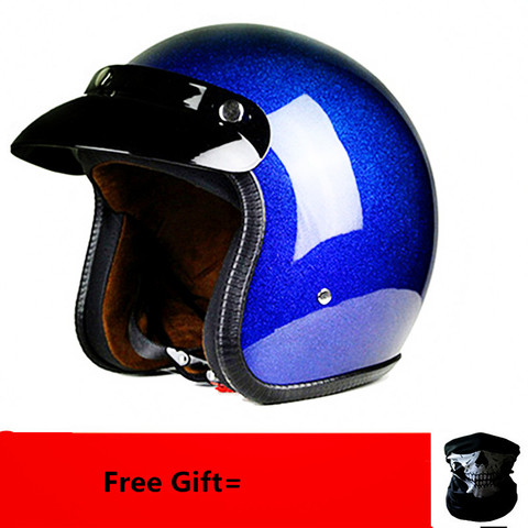 Мотоциклетный шлем Чоппер в стиле ретро, винтажный шлем с открытым лицом, с маской в подарок, сертификат DOT ► Фото 1/6