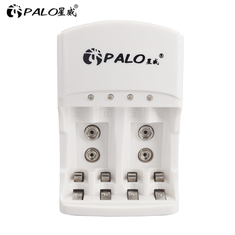 Универсальное зарядное устройство PALO, 4 слота, автоматическое зарядное устройство для аккумуляторов AA/AAA Ni-MH/NI-CD 9 В 6F22 AA/AAA ► Фото 1/6