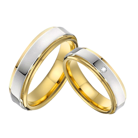 Двухцветные обручальные кольца для мужчин и женщин, обручальные вольфрамовые кольца 4 мм 5 мм 6 мм ► Фото 1/6