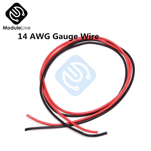 1 комплект 14 AWG калибровочный провод, гибкие многожильные медные кабели с силиконовой оплеткой для RC черный 1 М + Красный 1 м = 2 м ► Фото 1/5