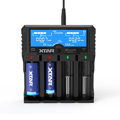 Оригинальное умное зарядное устройство XTAR DRAGON VP4 PLUS, комплект с мешочком и адаптером для датчиков, автомобильное зарядное устройство для 18650 и Аккумуляторный блок ► Фото 1/1