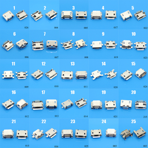 25 моделей, 25-100 шт., 5Pin Micro USB разъем Sockect, разъем 5P для Samsung Lenovo Huawei Lenovo Meizu Xiaomi Oppo Vivo ► Фото 1/3