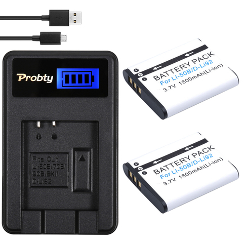 PROBTY 2 шт. Li-50B Li50B Li50B Батарея + ЖК-дисплей USB зарядка для Olympus Mju 1020 SP-800UZ Stylus 1010 u 1010 1020 Ricoh CX3 CX4 ► Фото 1/1