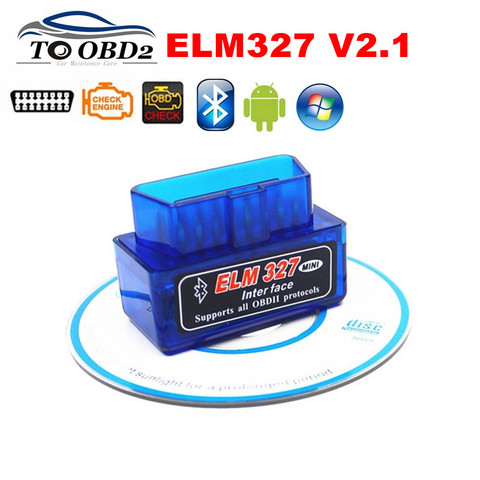 ELM327 Супер Мини Синий Bluetooth V2.1 OBD OBDii считыватель кодов ELM 327 работает Android Torque/Symbian автомобильный диагностический сканер ► Фото 1/6