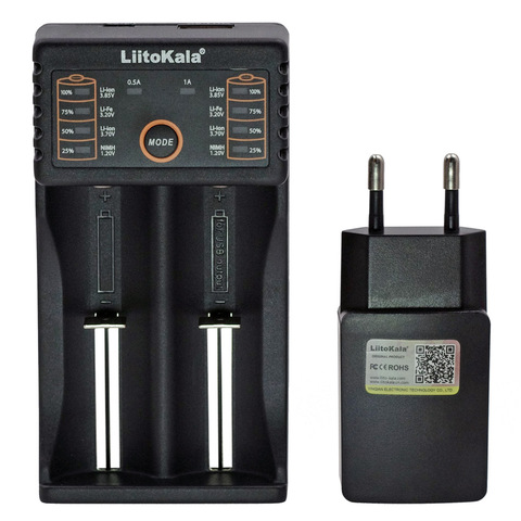 Новое зарядное устройство для аккумуляторов Liitokala Lii-402 202 100, Зарядка 18650 3,7 в 26650 16340 18650 NiMH литиевой батареи + штепсельная вилка 5 в 2 А ► Фото 1/6