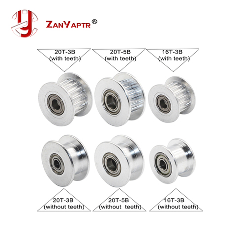 Шкив GT2 16 / 20 без зубцов, зубчатый шкив 16/20 или без зубцов, зубчатое колесо, отверстие 3 мм, 5 мм для ремня 2GT, ширина 6 мм, для 3D-принтера ► Фото 1/6