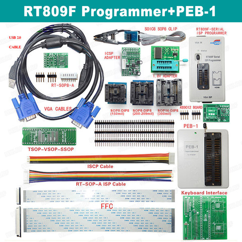 Оригинальный Новый программатор RT809F ISP + плата расширения для PEB-1 + адаптер TSOP48 ISP LCD программатор + TSSOP8 EDID чтение линии ► Фото 1/1