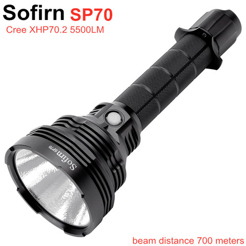 Sofirn SP70 ультра яркий 26650 светодиодный светильник, высокая мощность 5500LM Тактический 18650 светильник Cree XHP70.2 с ATR 2 группы Ramping ► Фото 1/6