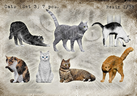 1/35 современные кошки включают в себя 7 комплектов игрушек из Смолы миниатюрный комплект без сборки неокрашенные ► Фото 1/1