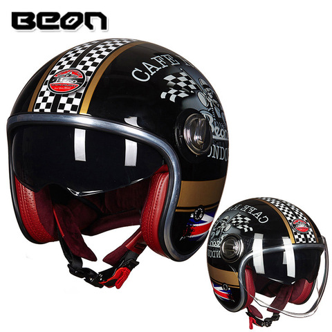 Мотоциклетный шлем BEON B-108A moto rcycle 3/4, шлемы с открытым лицом, мотоциклетный крестовый шлем, мотоциклетный шлем, шлем в стиле ретро ► Фото 1/5