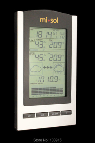 Беспроводная метеостанция, беспроводной термометр с датчиком температуры и влажности на открытом воздухе, жк-дисплей, барометр ► Фото 1/5