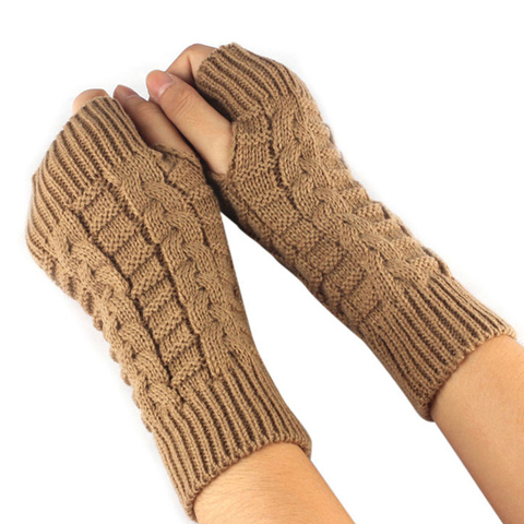 Вязаные вязаные Длинные Варежки без пальцев Gants Femme Модные женские зимние осенние перчатки теплые руки на запястье ► Фото 1/6