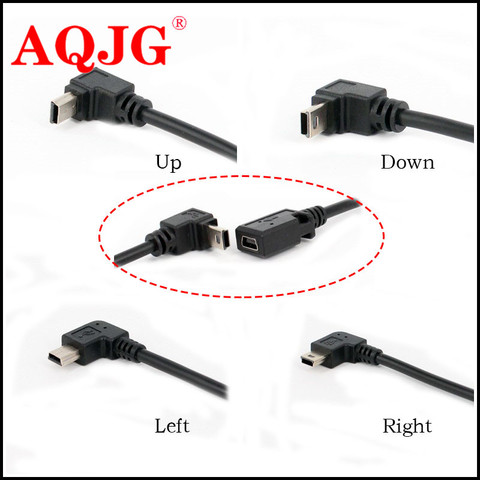 Мини USB кабель для передачи данных, кабель для зарядки и передачи данных AQJG, 5P, 90 градусов, левый и правый угол, для MP3 ► Фото 1/4