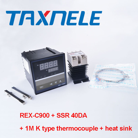 Цифровой ПИД-регулятор температуры Φ REX C900, термостат с выходом ssr + реле 40DA SSR + зонд термопары K 1 м RKC ► Фото 1/5