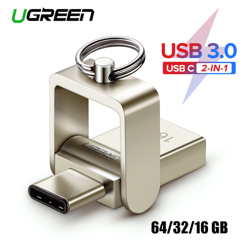 Ugreen USB Flash Drive 32 ГБ OTG USB Металла 3.0 флэш-Накопитель Ключ 64 ГБ Тип C Высокой Скорости флешки Мини Флэш-Накопитель Memory Stick 16 ГБ ► Фото 1/6