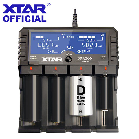 Зарядное устройство XTAR DRAGON VP4 PLUS для аккумуляторов, зарядное устройство для автомобиля, устройство для быстрой зарядки, зарядное устройство... ► Фото 1/6