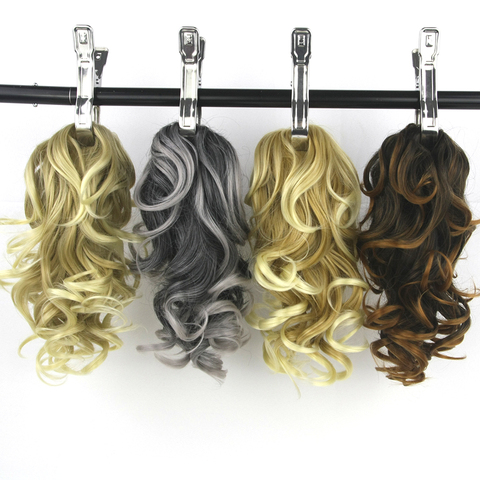 Soowee 8 цветов кудрявые волосы от чёрного до серого, высокотемпературное волокно, маленький конский хвост, синтетические волосы для наращиван... ► Фото 1/6