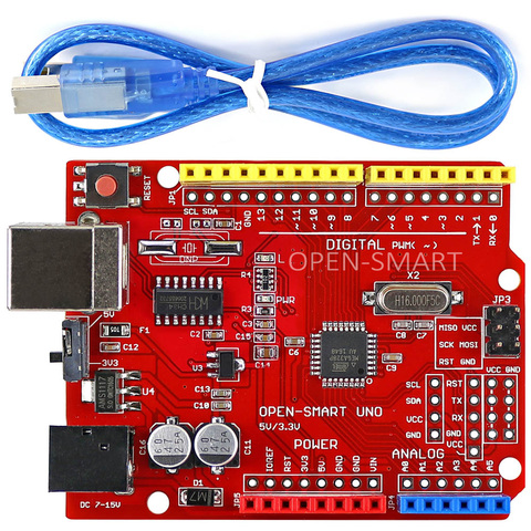 Один комплект, макетная плата UNO R3 (CH340G) ATMEGA328P с usb-кабелем для Arduino UNO R3, совместима ► Фото 1/6