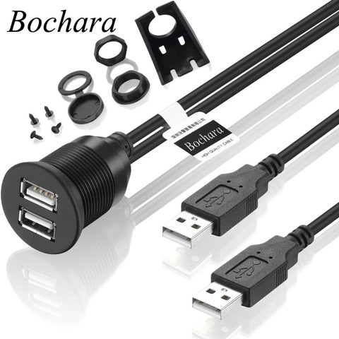 Удлинительный кабель Bochara с двумя USB-портами 2,0 и USB 2,0 для автомобилей, грузовиков, лодок, мотоциклов ► Фото 1/6