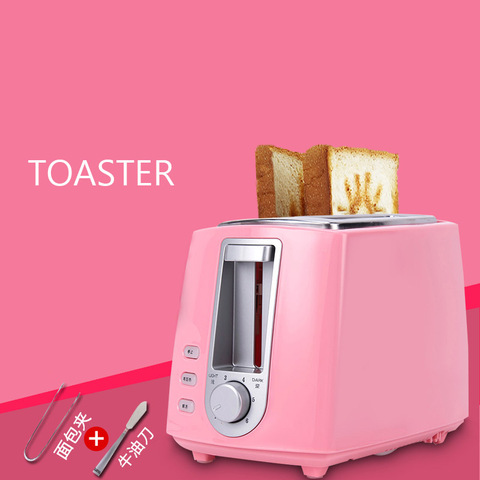 Настольный мини-тостер для завтрака, 2 шт., розовый и белый цвет, с рисунком улыбки ► Фото 1/4