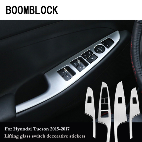 BOOMBLOCK 4 шт./компл. автомобильные чехлы для Hyundai Tucson 2017 2016 2015 кнопки оконного подъемника дверная ручка панель отделка наклейки аксессуары ► Фото 1/6