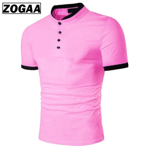 ZOGAA новые 2022 Поло мужская рубашка, хлопковая рубашка с короткими рукавами на каждый день, рубашки летние дышащие однотонные мужские футболки поло размера плюс S-3XL ► Фото 1/6