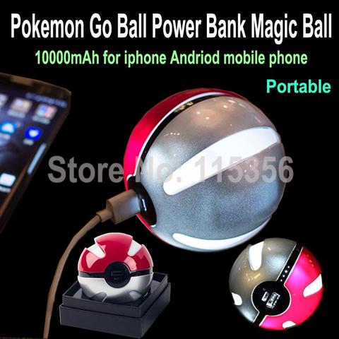 Шт. 1 шт. Новые поступления: 10000 мАч Pokemon Go Ball power Bank магический шар зарядное устройство двойной USB порт для всех телефонов ► Фото 1/6