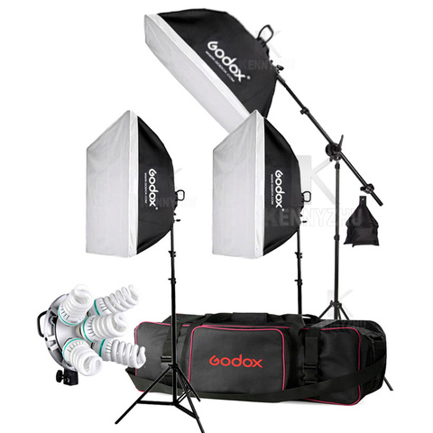 3x Godox TL-5 E27 5 патрон-светильник + 15 шт. 150 Вт 5500 к лампа для фотостудии непрерывный светильник ing софтбокс Трехцветная Лампа Комплект головок ► Фото 1/6