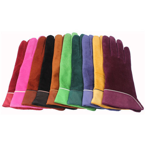 2022 новые модные женские перчатки из натуральной замши с флисовой подкладкой зимние женские кожаные перчатки для вождения ► Фото 1/6