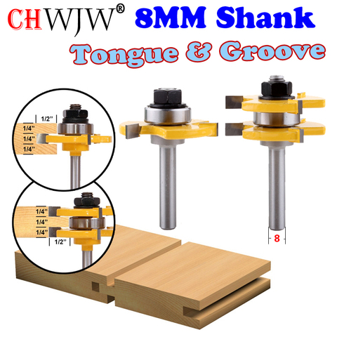 2 шт. 8 мм хвостовик, высокое качество, шиповник и паз, Комплект фрез 3/4 дюйма, в наличии, инструмент для резки древесины-Chwjw ► Фото 1/4