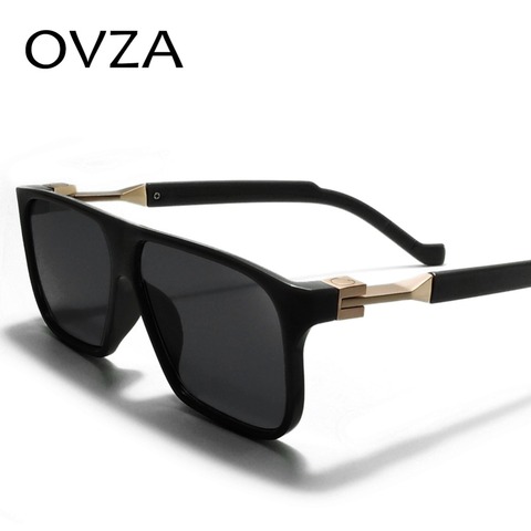 Очки солнцезащитные OVZA мужские прямоугольные, модные брендовые дизайнерские винтажные солнечные очки в стиле ретро, черные, S6095 ► Фото 1/6