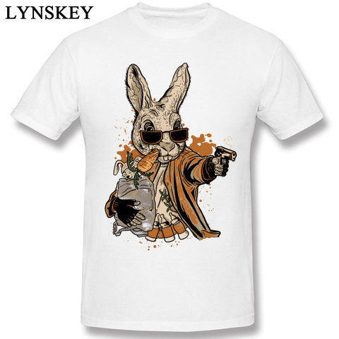 Мужская футболка с морковкой Smith Rabbit Gun, футболка с принтом банды, зайца, пули, прикольная футболка из 100% хлопка ► Фото 1/6