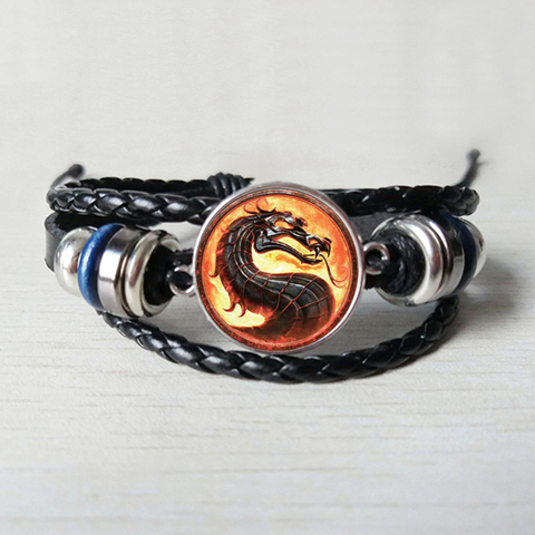 2022 новый модный кожаный браслет с драконом Mortal Kombat стеклянный купол ювелирные изделия кожаный браслет ► Фото 1/2
