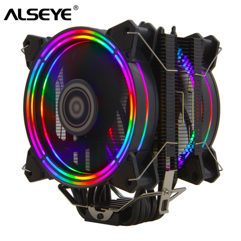 ALSEYE H120D кулер для процессора RGB вентилятор 120 мм ШИМ 4 Pin 6 тепловые трубки кулера для LGA 775 115x1366 2011 AM2 + AM3 + AM4 ► Фото 1/6