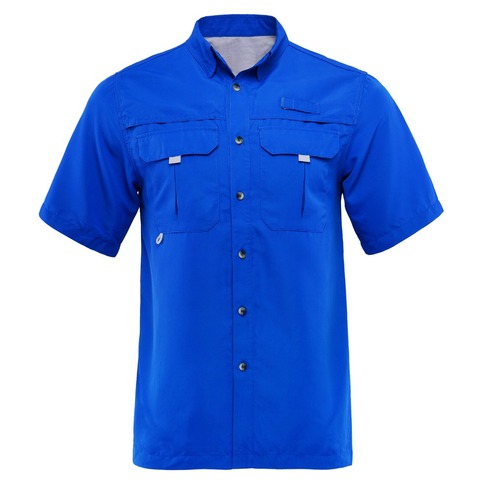 Летняя мужская рубашка для рыбалки, уличная рубашка, одежда для рыбалки, Мужская походная рубашка, быстросохнущая UPF40 + УФ футболка, плюс размер США, M-XXL, camisa ► Фото 1/6