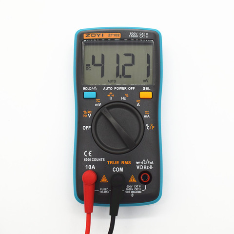 Цифровой мультиметр ZT101 ZT102 ZT102A, тестер для измерения напряжения, силы тока, сопротивления, емкости и температуры, DC AC ► Фото 1/6