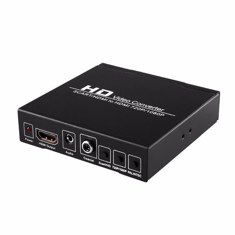 Преобразователь SCART HDMI в HDMI, Full HD 1080P, цифровой видеоконвертер высокой четкости, адаптер питания ЕС/США для HDTV HD ► Фото 1/6