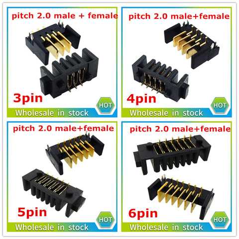 Разъем для аккумулятора ноутбука 3, 4, 5, 6 штырьков, шаг 2,0 мм, держатель, разъем для контактного разъема «папа» и «мама», поворот на 180 градусов, 1 пара ► Фото 1/5