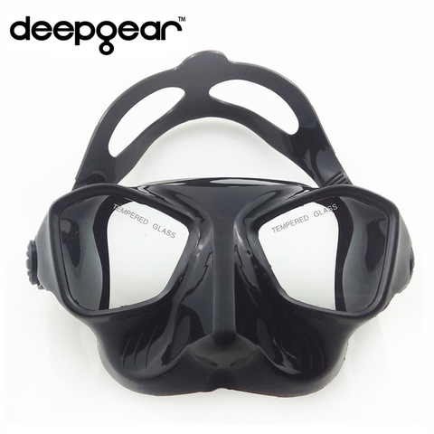 Маска для подводной охоты DEEPGEAR, черная силиконовая маска для подводной охоты и дайвинга, закаленная маска для подводной охоты ► Фото 1/4