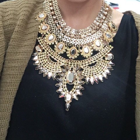Женское Ожерелье-чокер с кристаллами, массивное ожерелье с нагрудником в этническом стиле бохо, индийская мода ► Фото 1/6